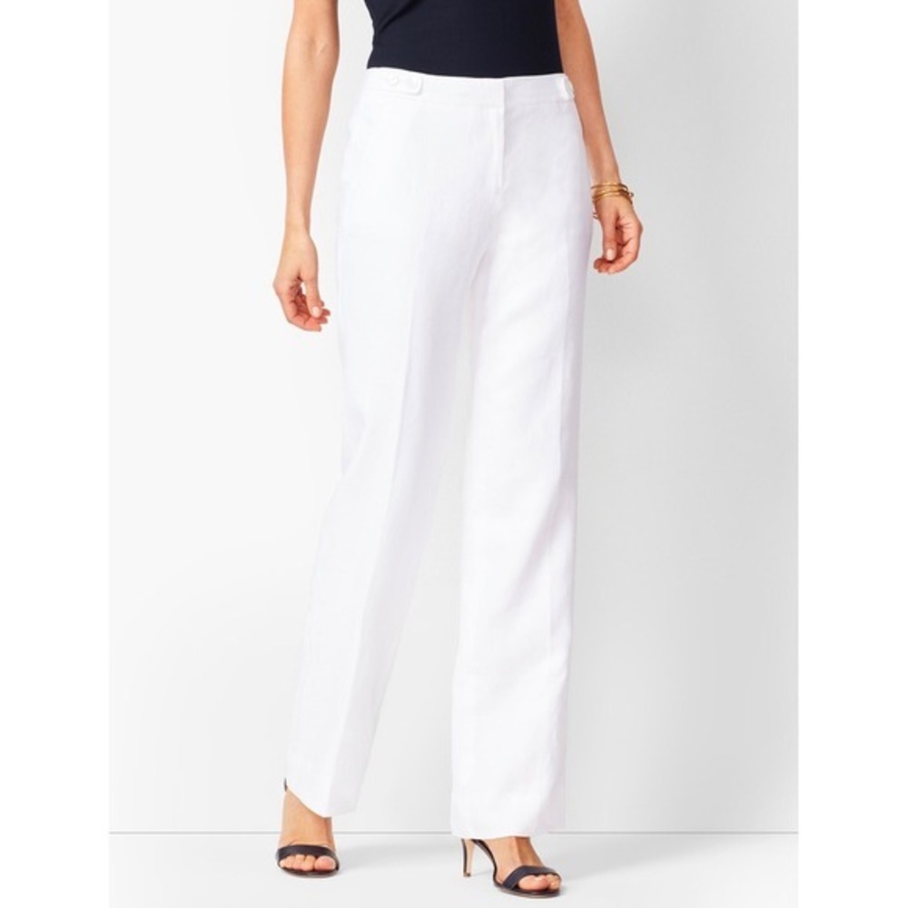 Talbots Women‎ White Linen Blend Wide Leg Dress Pants Size 16